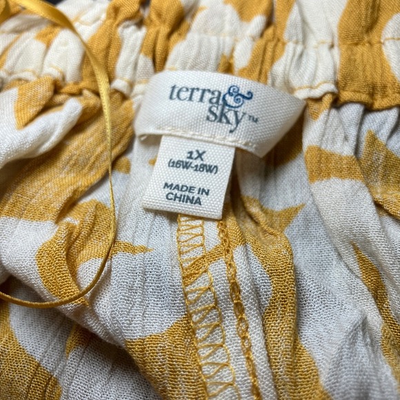 Terra & Sky 1X Yellow Floral Blouse Off Shoulder Convertible Top - Picture 6 of 6